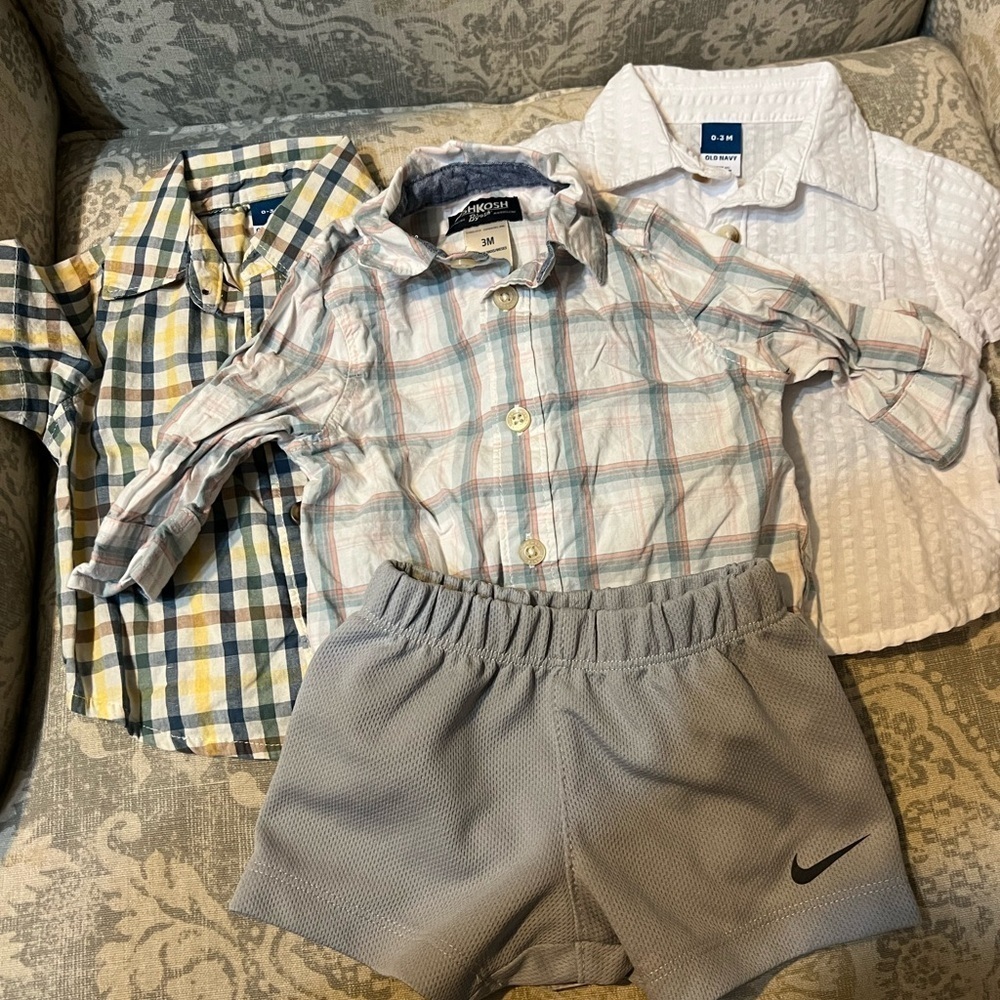 Baby Old Navy Oshkosh Nike Dress Shirt Lot Baby Boys O-3 months Collared onesie